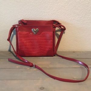 Brighton NWOT red croc leather crossbody bag